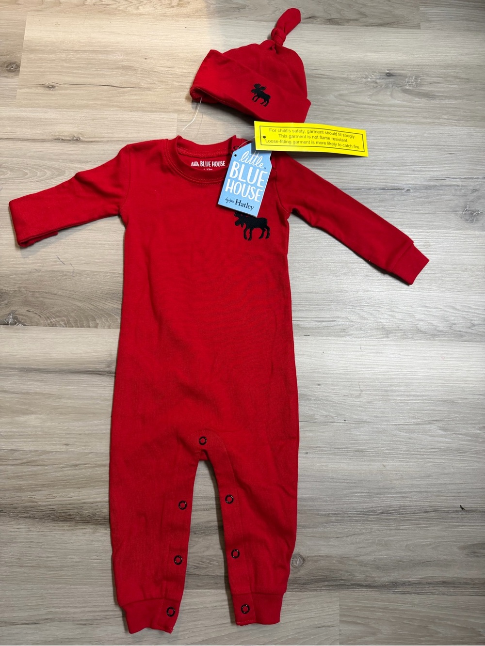 Little Blue House by Hatley Red Infant Footie with Matching Hat
